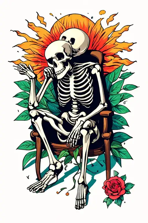 Skeleton Sitting Thinking Intelligence Power