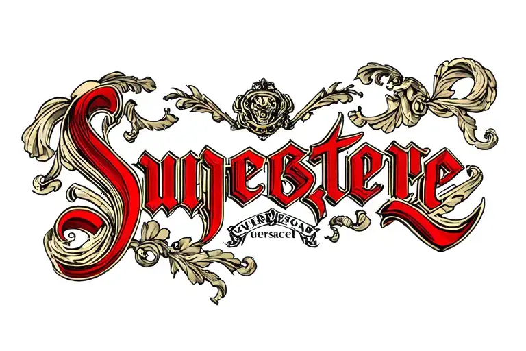 Word Superiority With Red Letters Gangster Letters With Versace Brand Background Style