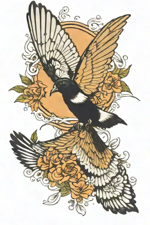 Magpie Chasing A Moth