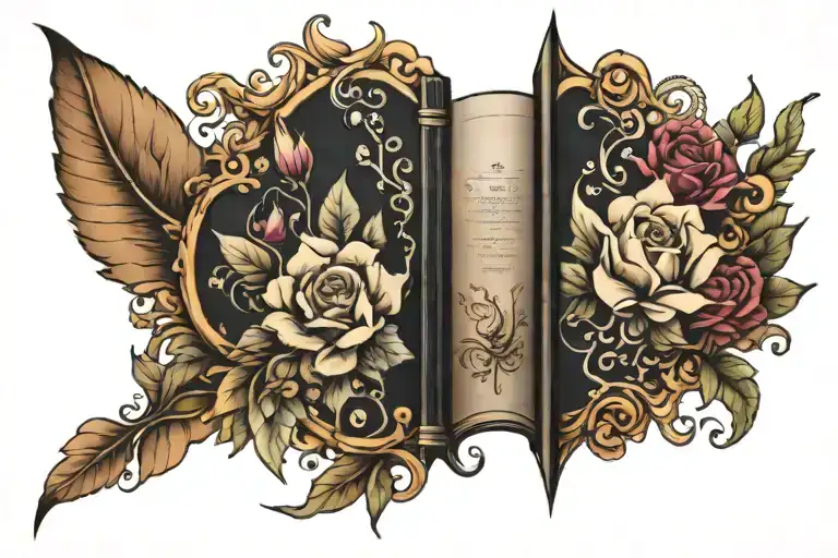 Floral Frame Book Open