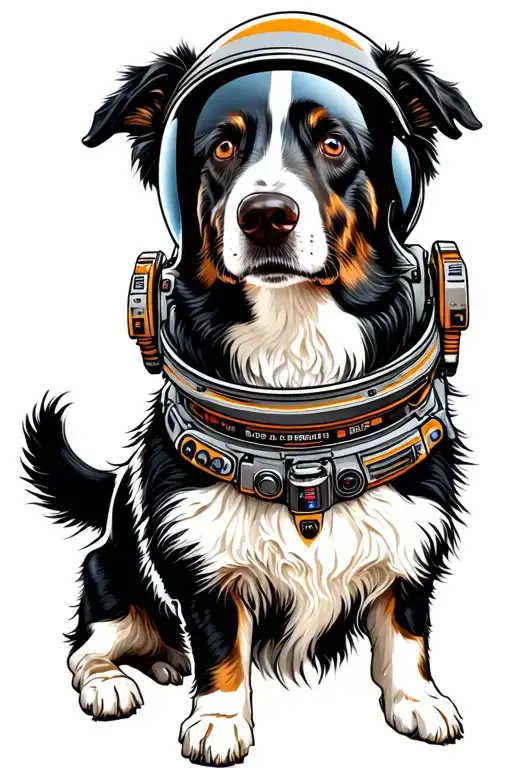 Border Collie Astronaut Dog Wearing Helmet