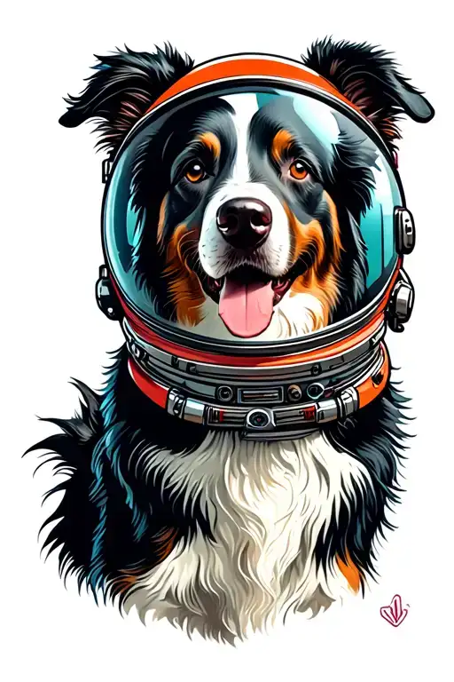 Border Collie Astronaut Dog Wearing Helmet