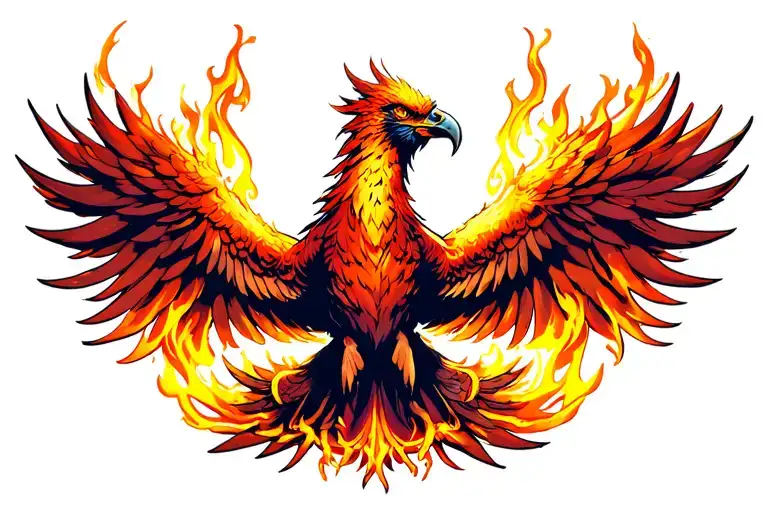 Phoenix Rising From Flames