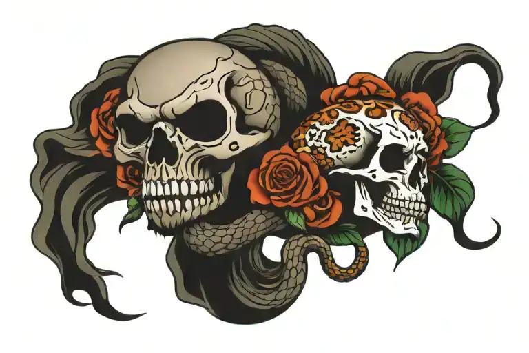 With Snake And Skull