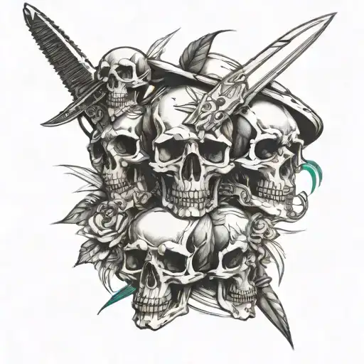 3 Skull And Trench Knife Montage