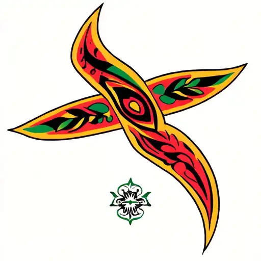 Tribal Tattoo With Mexican Heritage Symbols