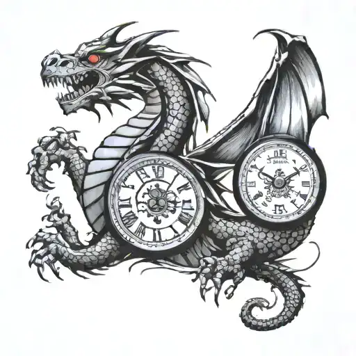 A Dragon And A Small Clock