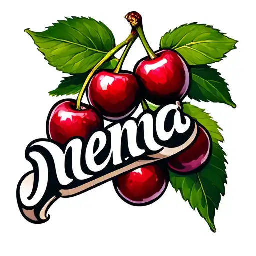 Cherries With The Word Nena Interwined In The Stem