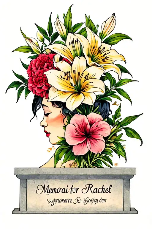 Memorial For Rachel With Lilies And Carnations