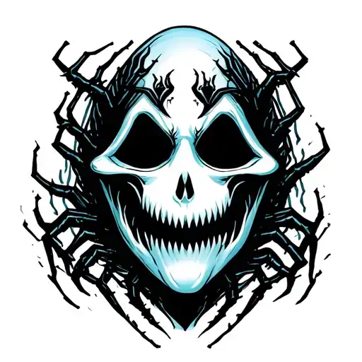 Ghost Face With Spiders Crawling