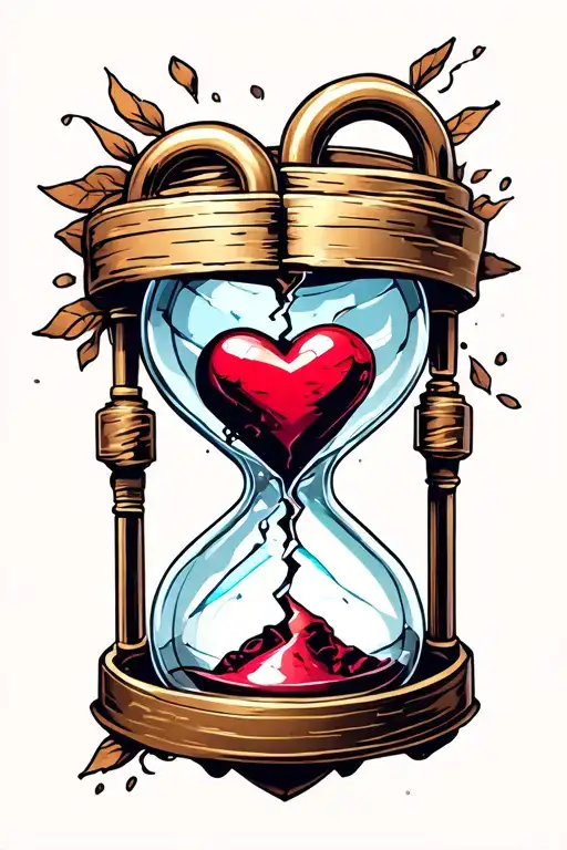 Broken Hourglass Heart Shaped Lock