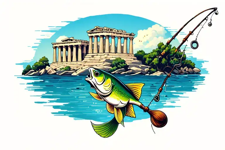 Fishing Pole And Acropolis
