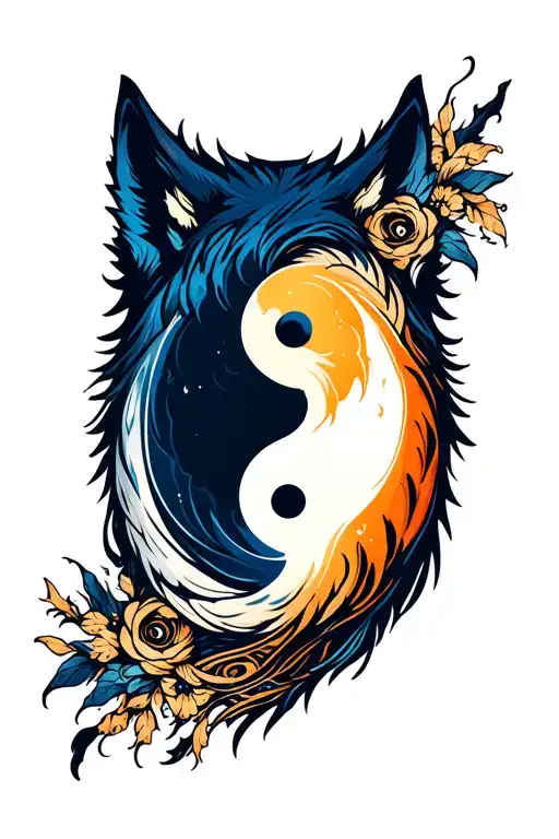 Wolf Yin Yang Symbol