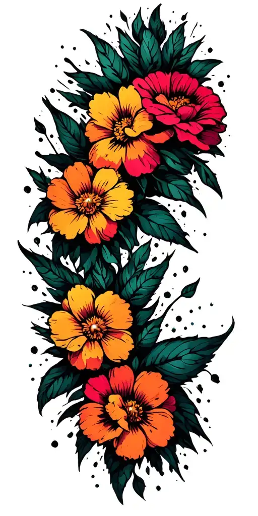 Blackout Filled With Negative Space Sparkles And A Few Small American Traditional Flowers