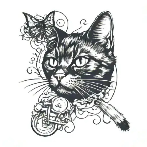 Black Cat Killing Flies