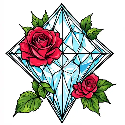 Cross In Diamond With Roses