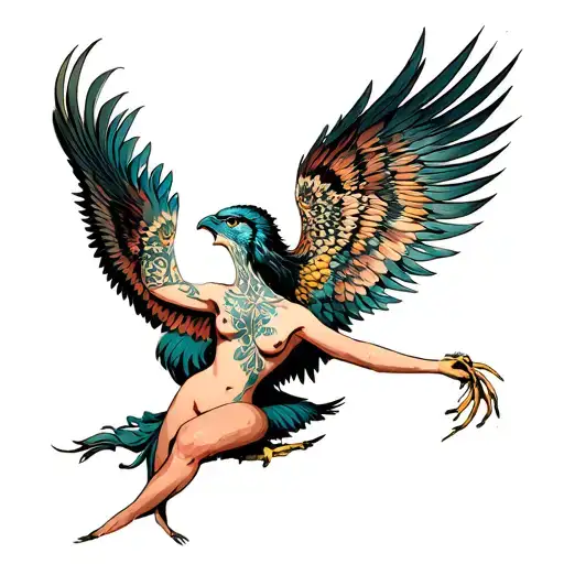 Harpy Woman Posing Like A Bird