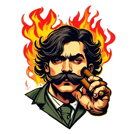 Firefight Smoking A Cigar With A Mustache