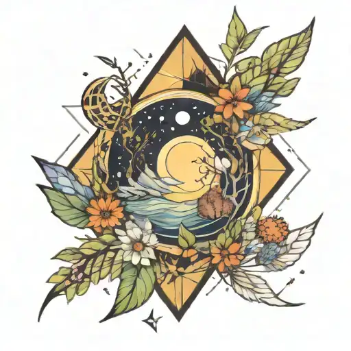 Geometric Space And Nature Scene