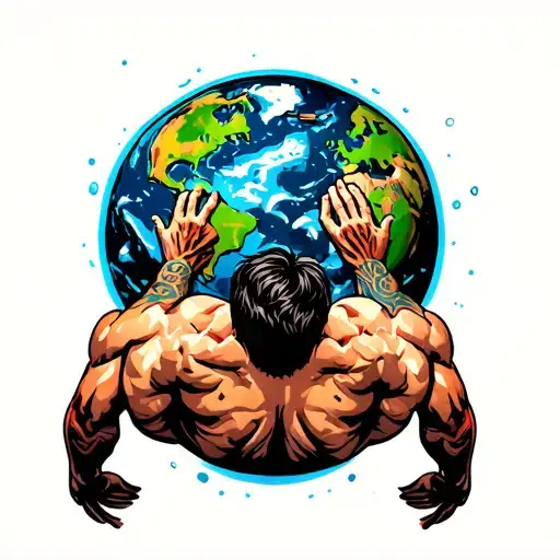 Man Whole Body Who Lift The Earth On His Back Atlas