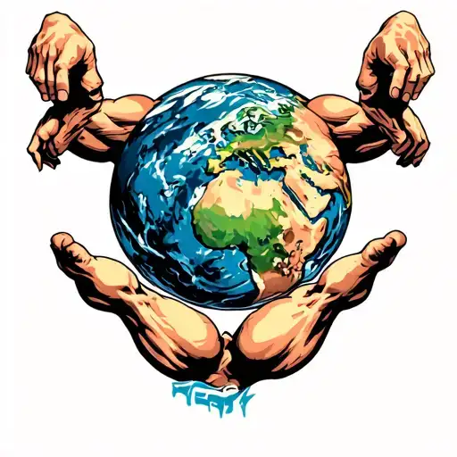 Man Body Who Lift The Earth On His Back Atlas Holding The World