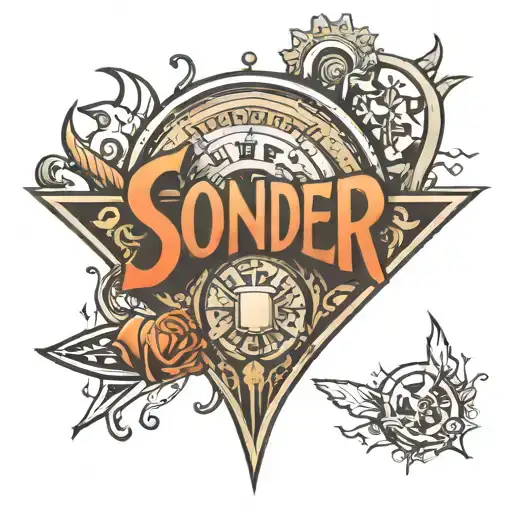 Tattoo Revolving Around The Word Sonder While Also Including Said Word