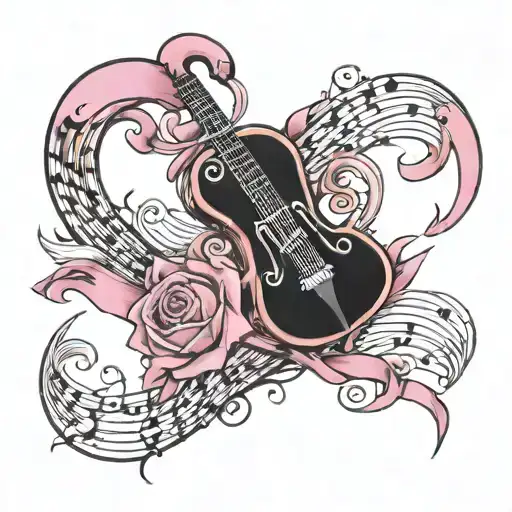 Music And Breast Cancer Survivor Symbol Intertwined
