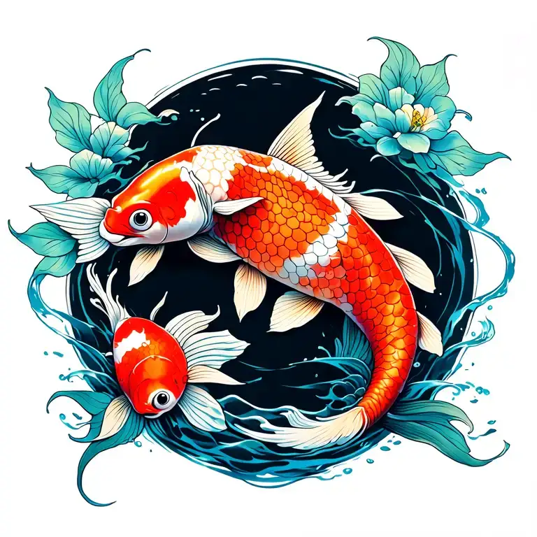 Koi Fish Swimming With Tempol
