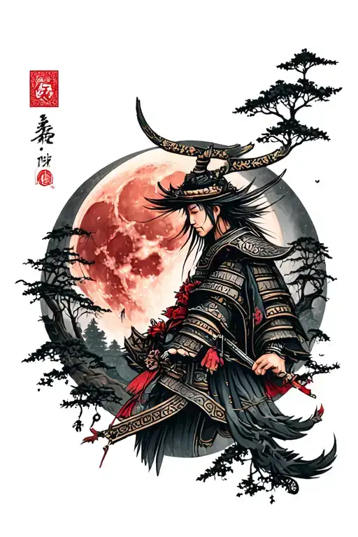 Samurai Forest Blood Moon