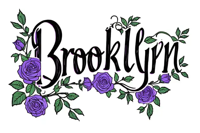 Purple Roses Vines Spelling Brooklynn
