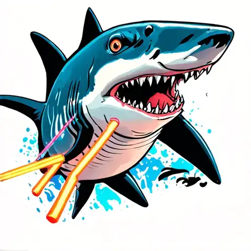 Shark At A Rave With Glow Sticks