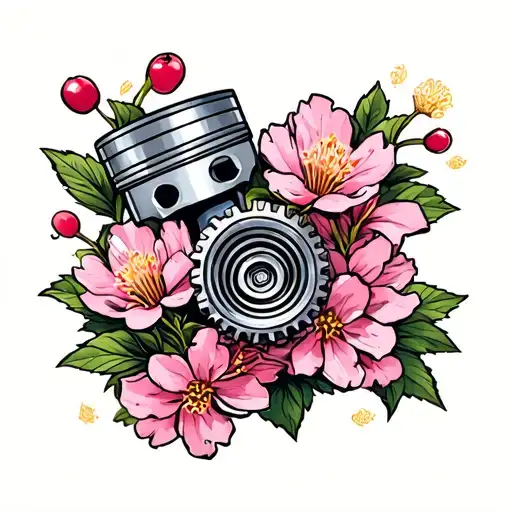 Piston Gears And Turbo Cherry Blossoms