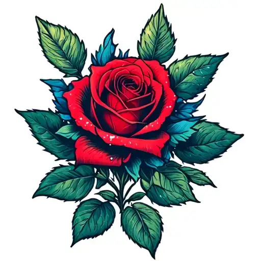 Red Rose With Universe In Center