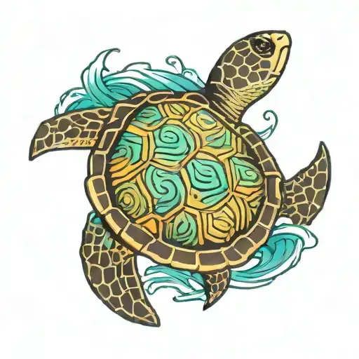 Sea Turtle Diamond Shell Ocean Wave