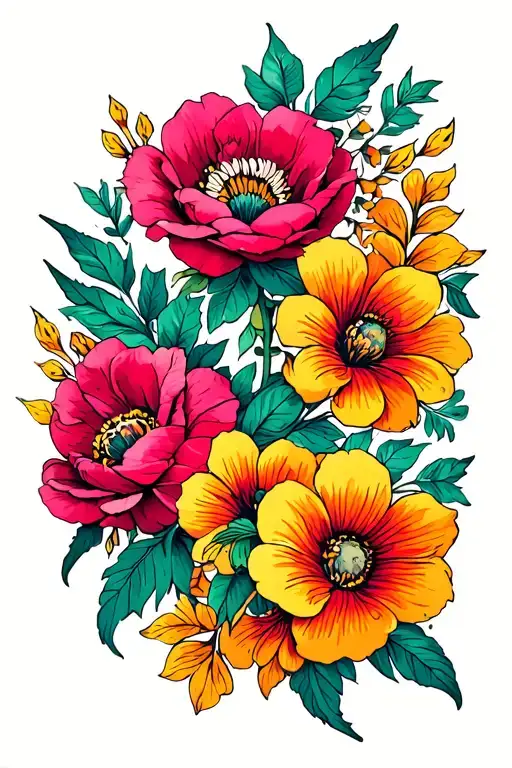 Thigh Tattoo With Flowers