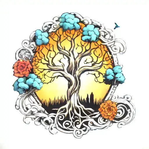 Tree Of Life Intertwind With Family