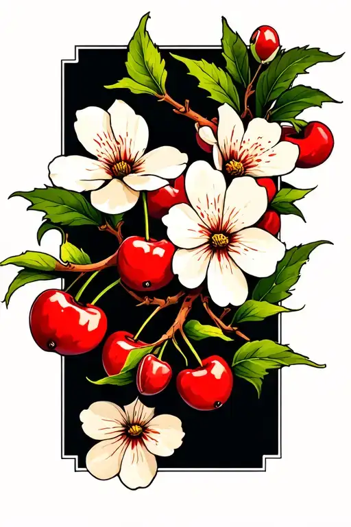 Tattoo Branches With Cherry Flowers