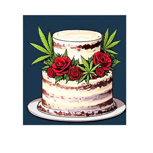 Wedding Cake With Cannabis And Roses