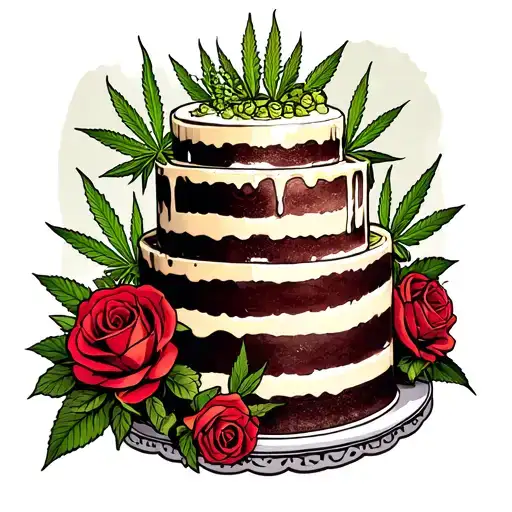 Wedding Cake With Cannabis And Roses