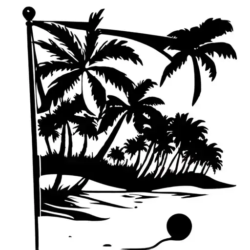 Golf Flag With Palm Trees