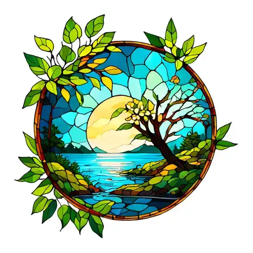 Stained Glass Nature Scene