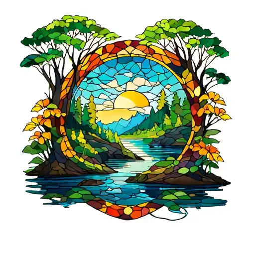 Stained Glass Nature Scene