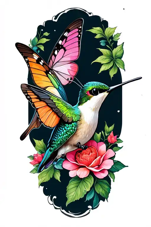 Hummingbird And Butterfly