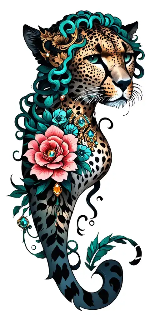 Floral Cheetah Jewels Medusa Phoniex