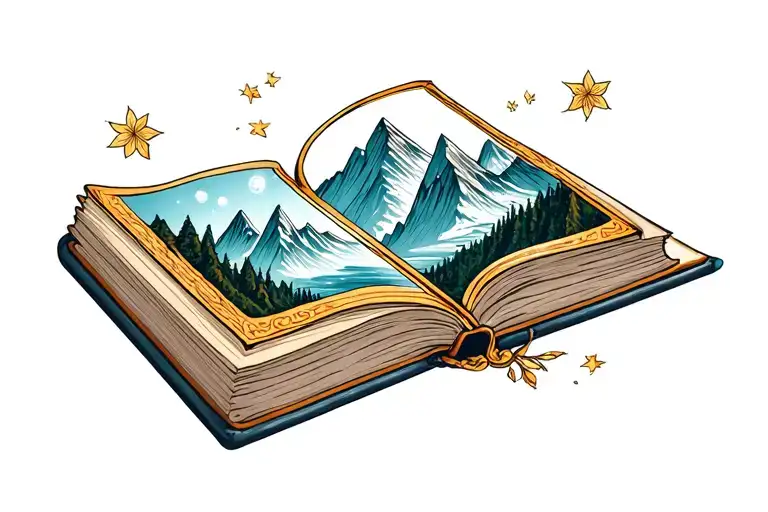 Book In The Mountains Inside A Mirror