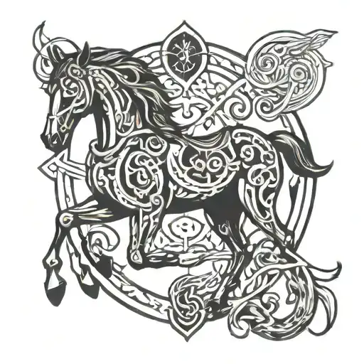 Horse And Triskel Symbol