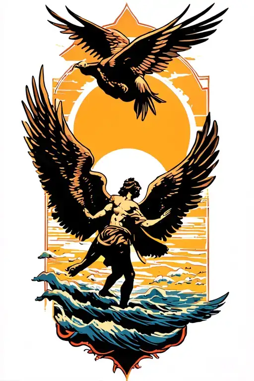 Icarus Flying Towards Sun