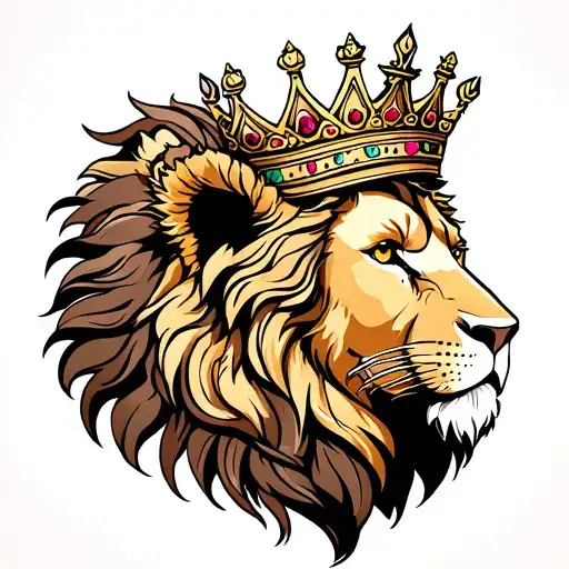 Bohemian Lion Wearing A Crown