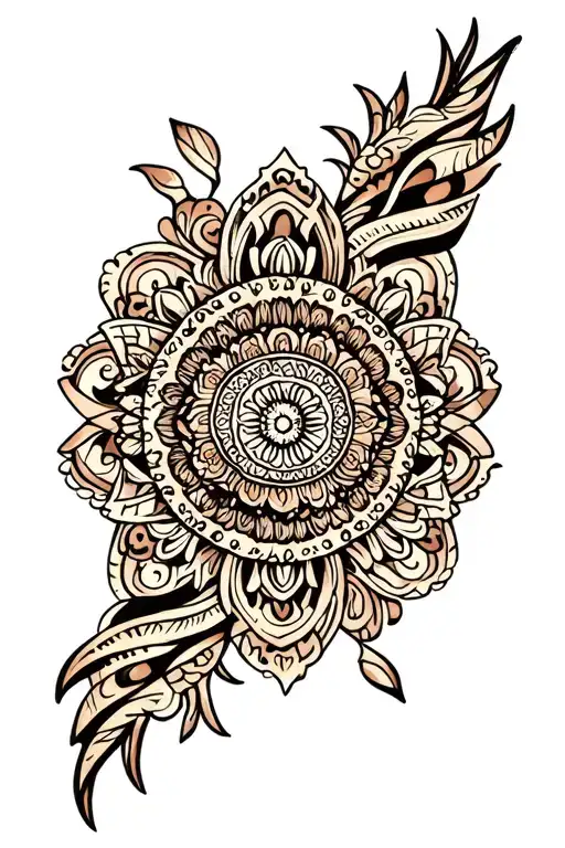 Mandala Maori Style Leg Sleeve Tattoo Design