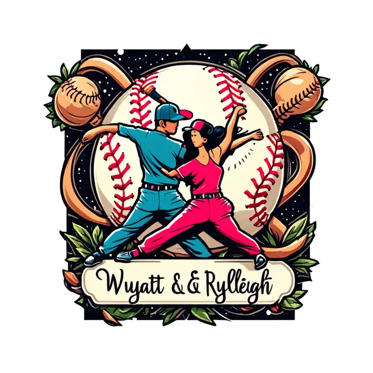 Infinity Sign Kids Names Wyatt And Ryleigh With Baseball And Dancer In The Symbol